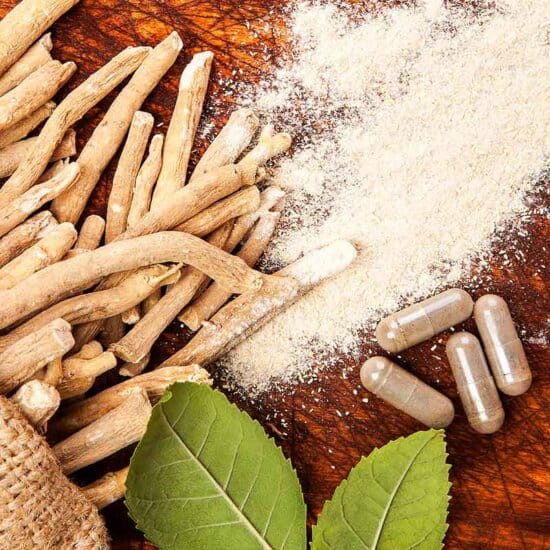 Ashwagandha root, powder and capsules