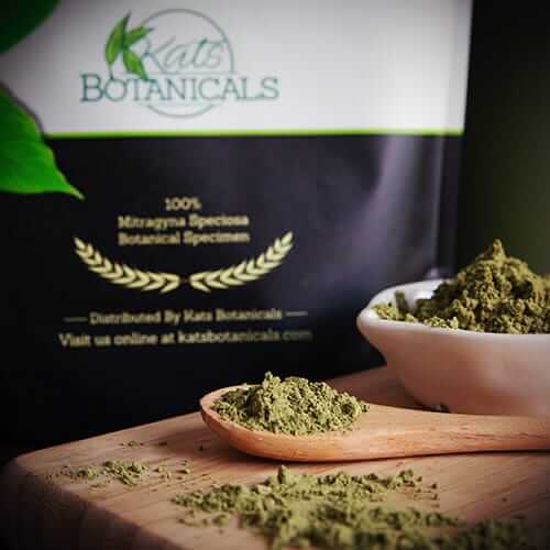 kratom in packaging and in powder form