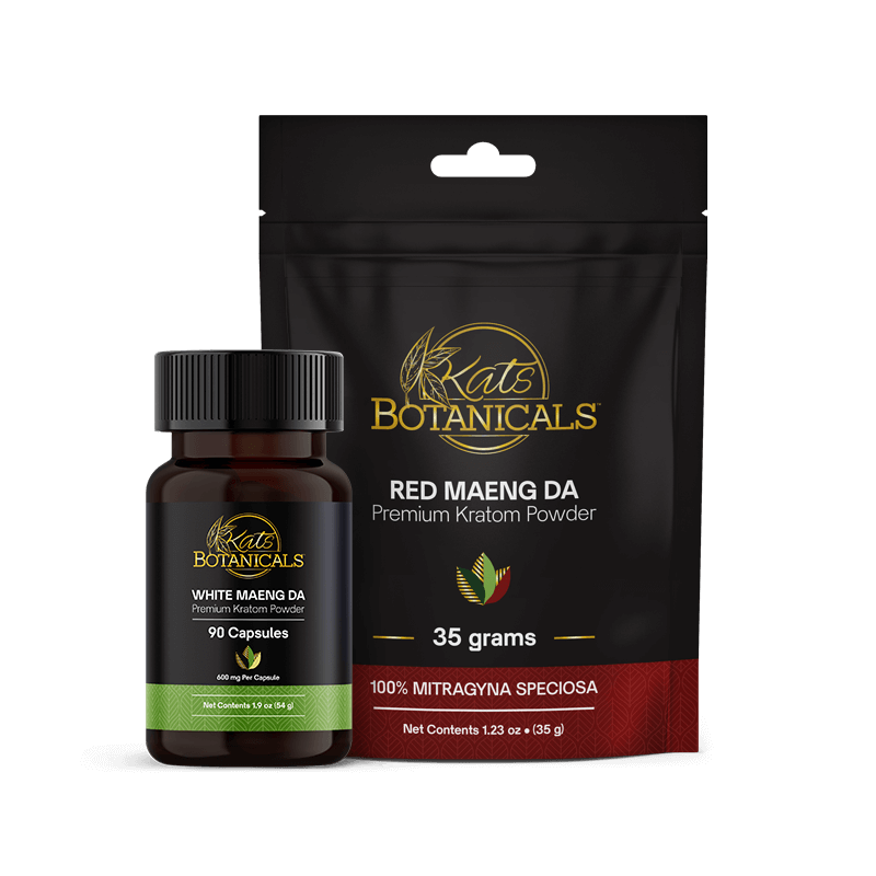 Maeng Da strain Kratom capsules and powder