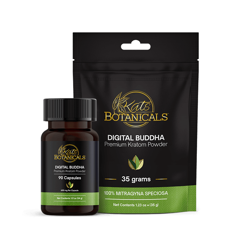 White strain Kratom capsules and powder