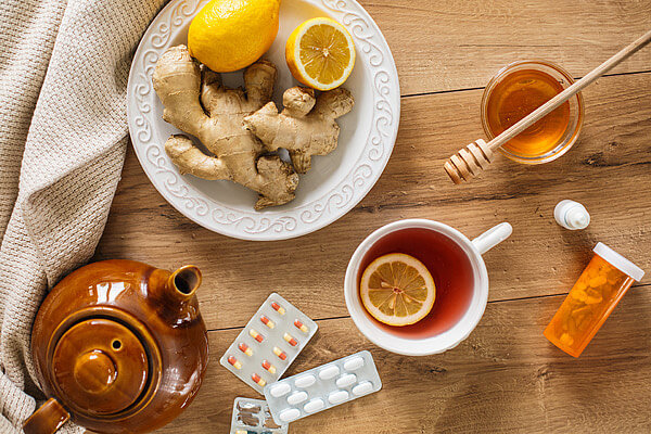 ασθένειες, τσάι, αυτο-φροντίδα, λεμόνια